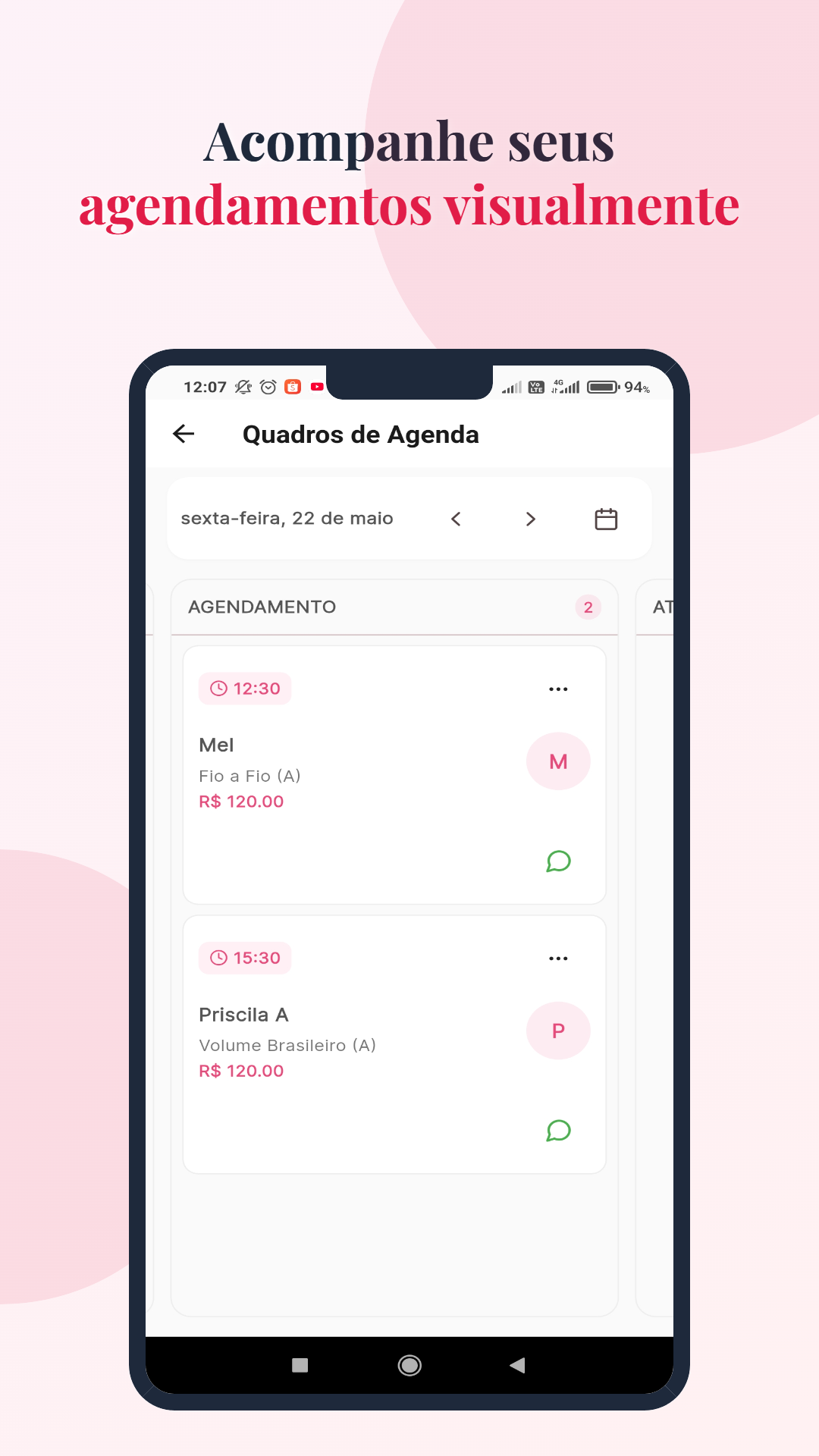 Tela de financeiro ou serviços